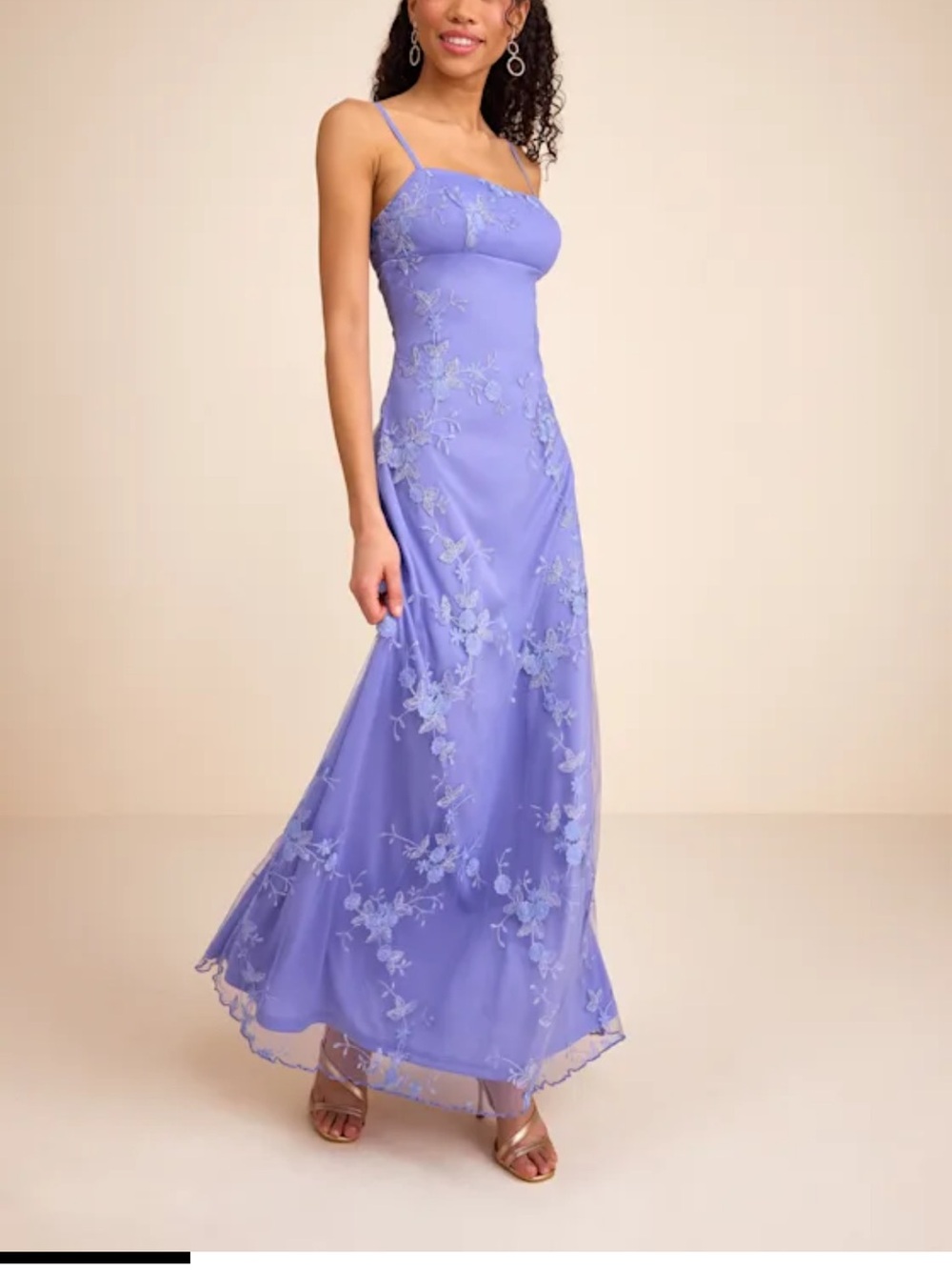 Lulu's Lavender Embroidered Slip Maxi Dress
